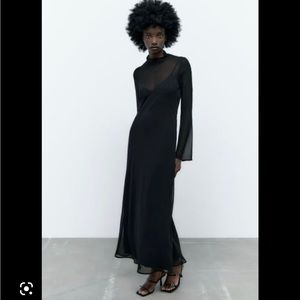 Zara flowy semi sheer long dress with open back